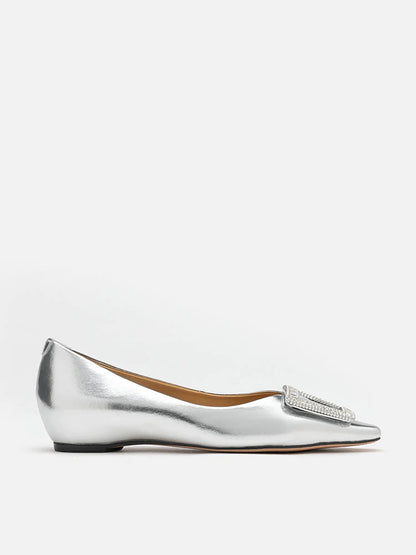 PAZZION, Kamila Covered Flats, Silver