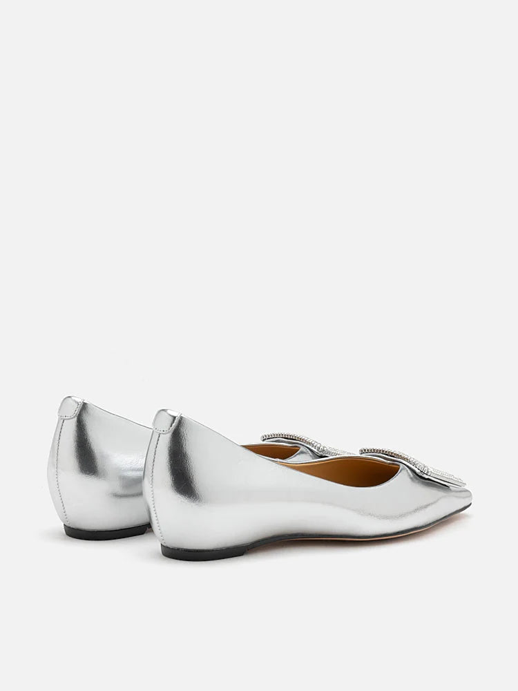 PAZZION, Kamila Covered Flats, Silver