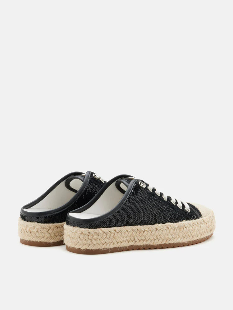 PAZZION, Kamryn Sequin Espadrille Mule Sneakers, Black