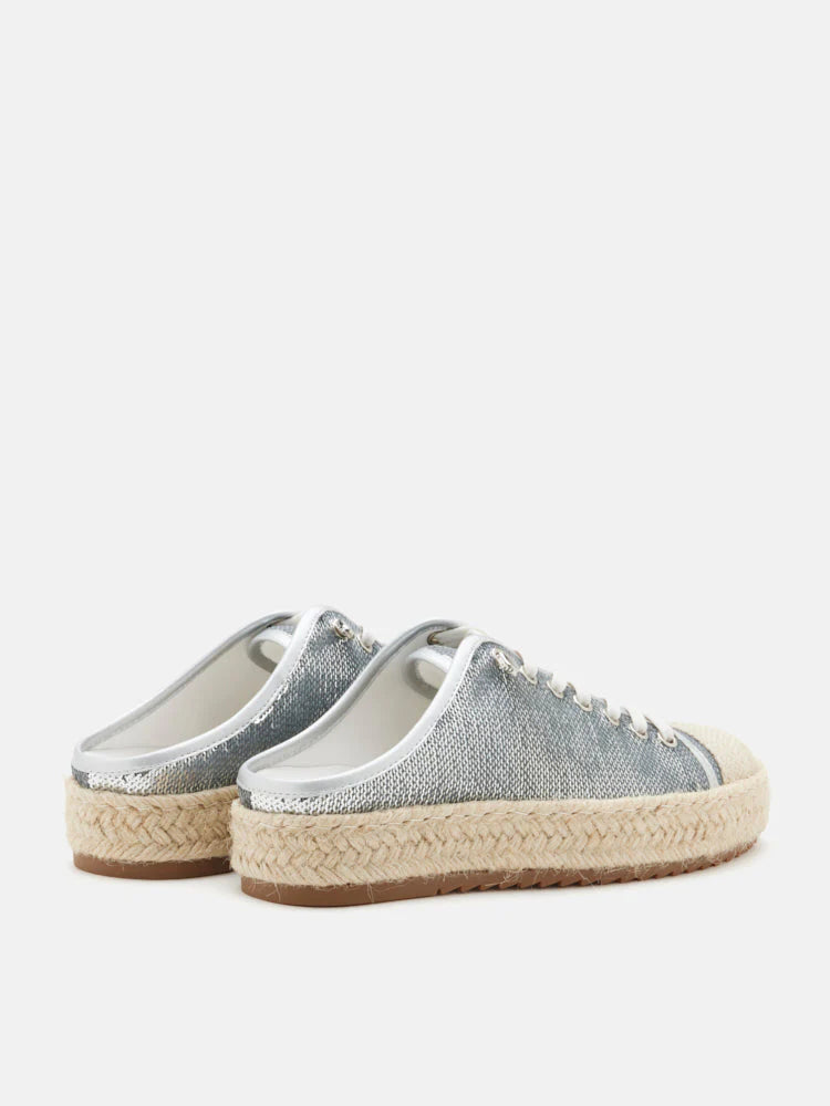 PAZZION, Kamryn Sequin Espadrille Mule Sneakers, Silver