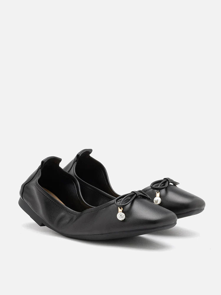 PAZZION, Karla Bow Foldable Flats, Black