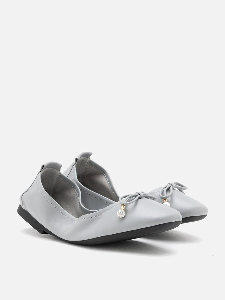 PAZZION, Karla Bow Foldable Flats, Grey