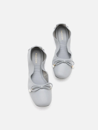 PAZZION, Karla Bow Foldable Flats, Grey