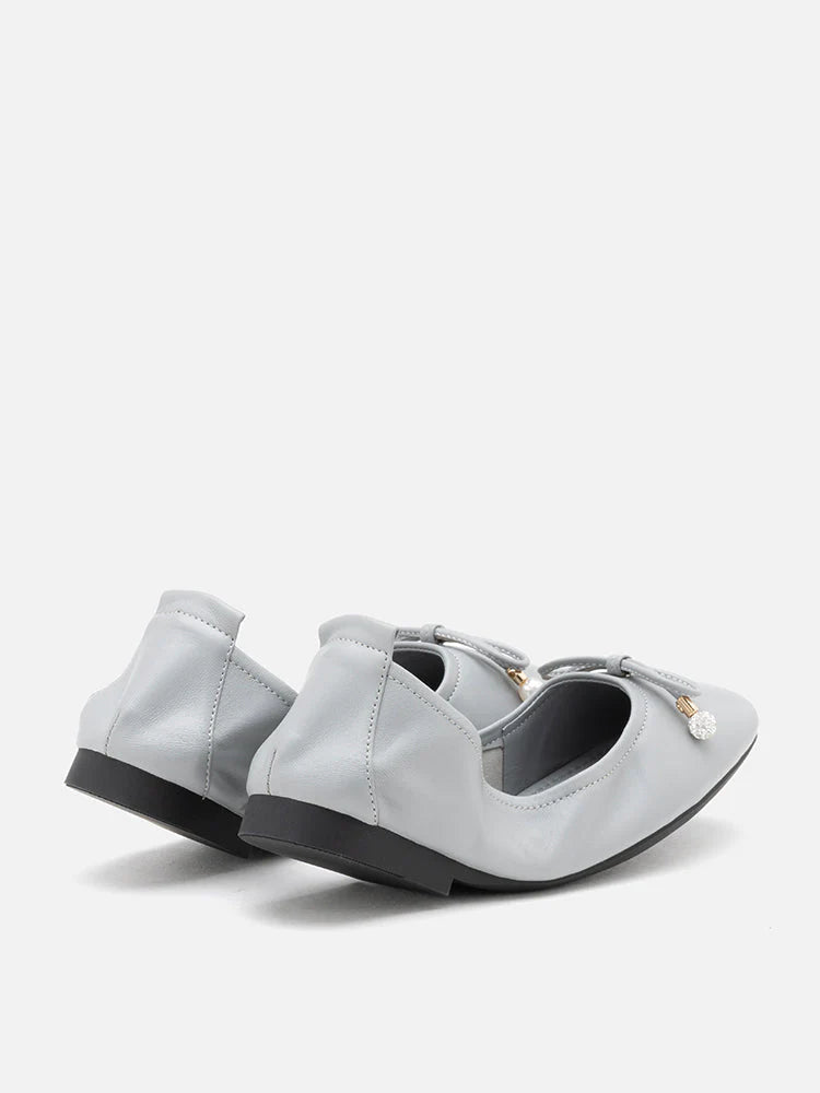 PAZZION, Karla Bow Foldable Flats, Grey