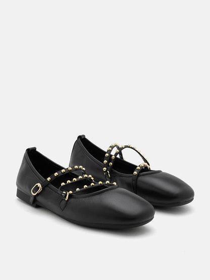 PAZZION, Kassandra Strappy Ballet Flats, Black