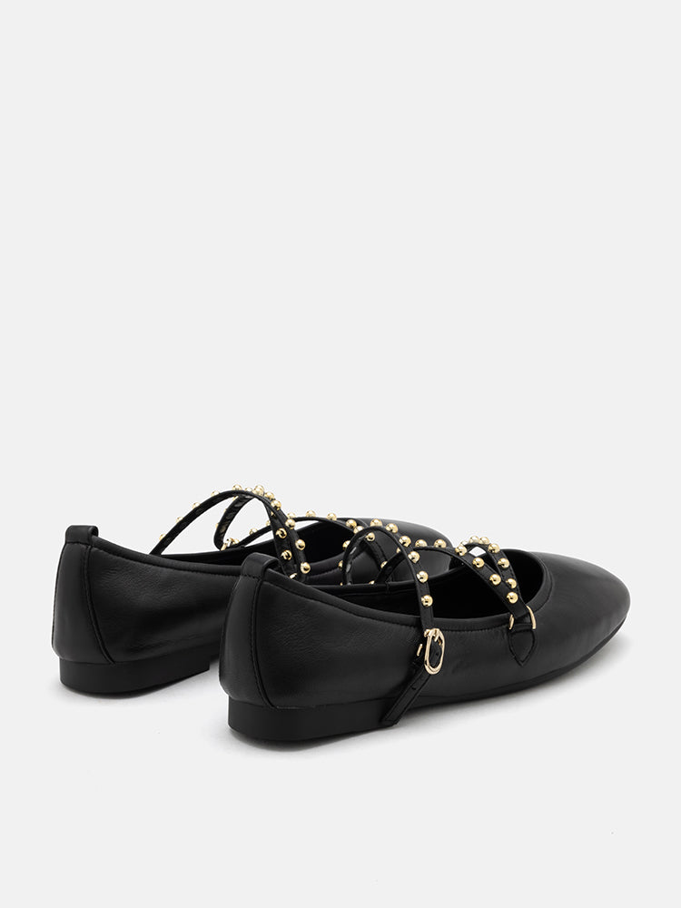 PAZZION, Kassandra Strappy Ballet Flats, Black