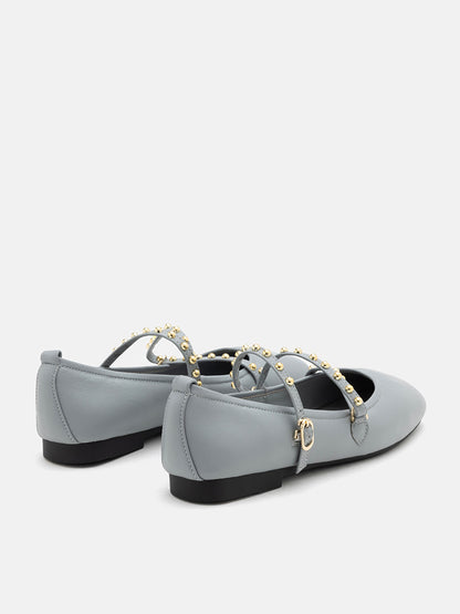 PAZZION, Kassandra Strappy Ballet Flats, Blue