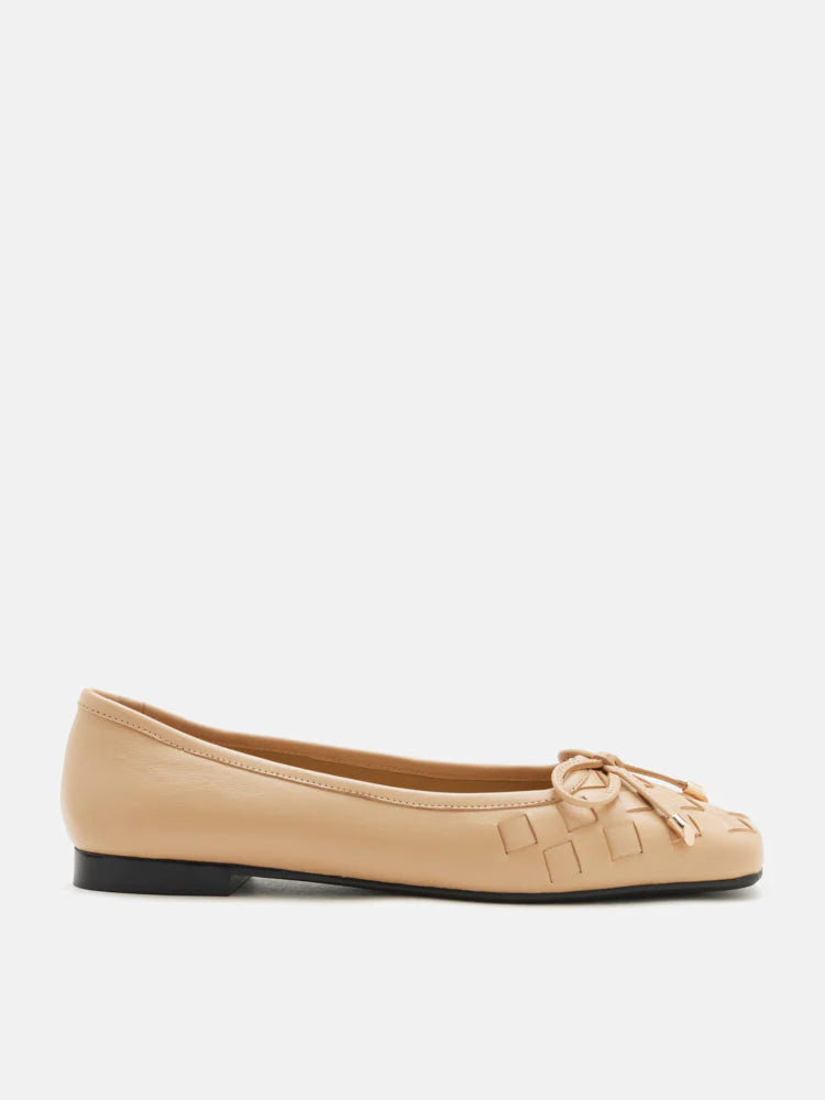 PAZZION, Katelyn Woven Bow Flats, Almond