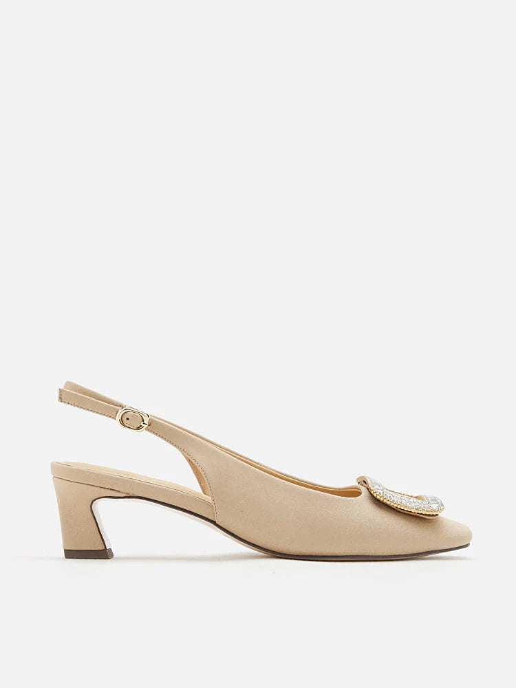 PAZZION, Laine Embellished Slingback Heels, Almond