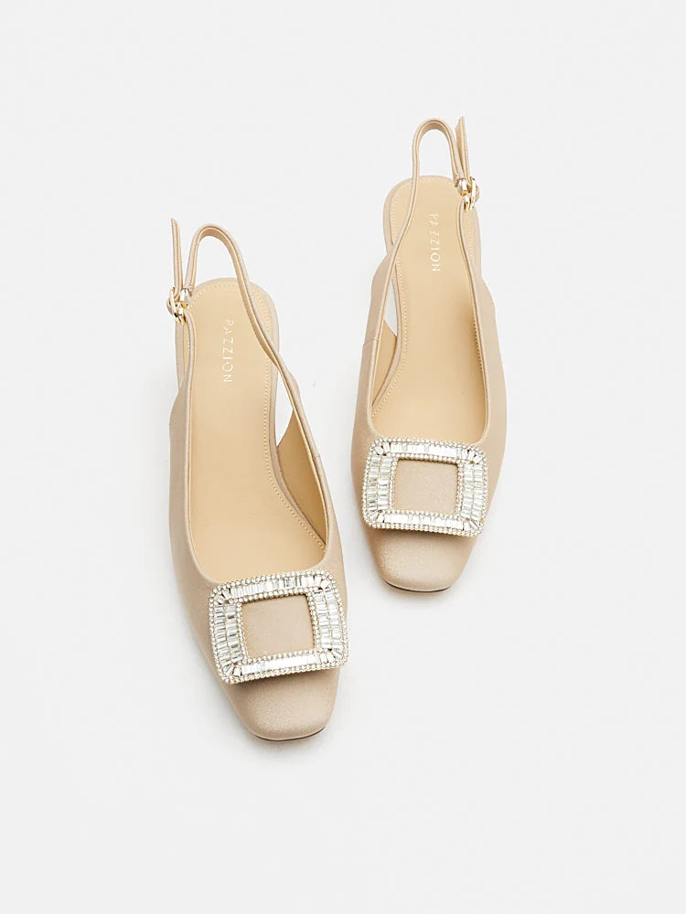 PAZZION, Laine Embellished Slingback Heels, Almond