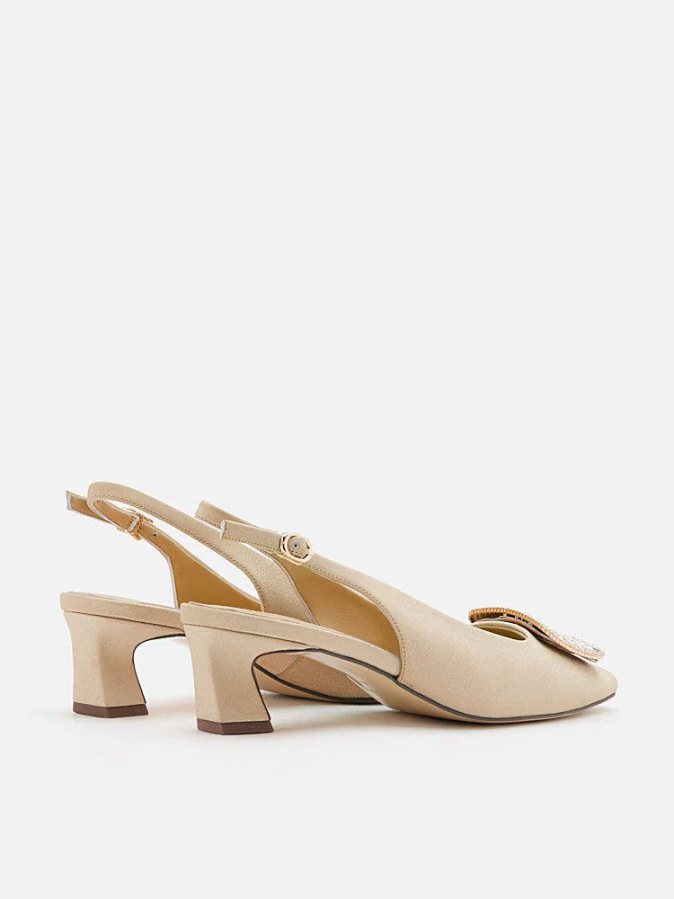 PAZZION, Laine Embellished Slingback Heels, Almond