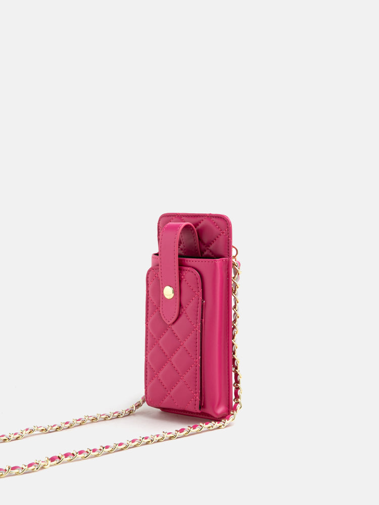 PAZZION, Leah Quilted Cross Body Utility Bag, Pink