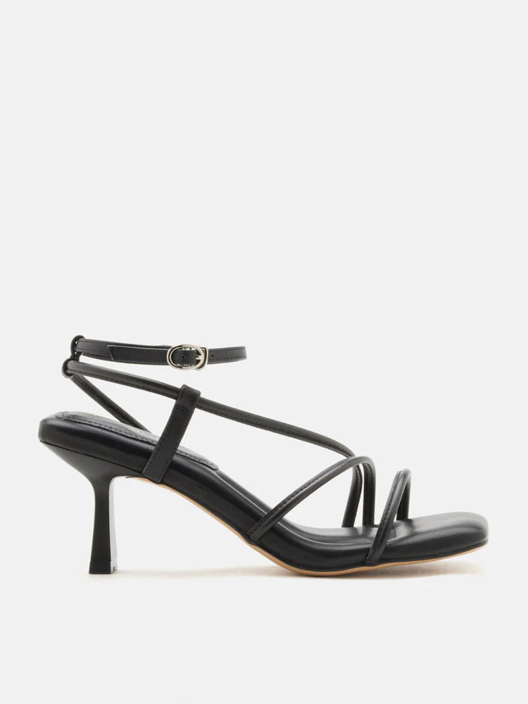 PAZZION, Lena Pillow Strappy Heels, Black