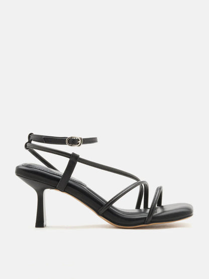 PAZZION, Lena Pillow Strappy Heels, Black