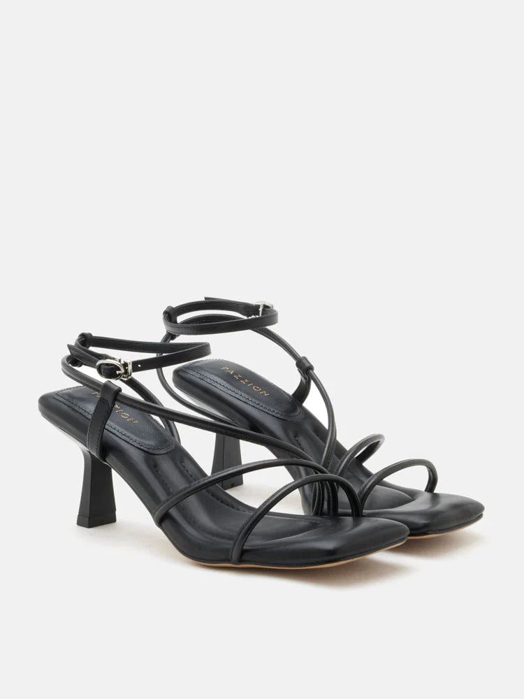 PAZZION, Lena Pillow Strappy Heels, Black