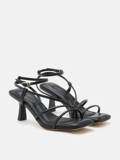 PAZZION, Lena Pillow Strappy Heels, Black