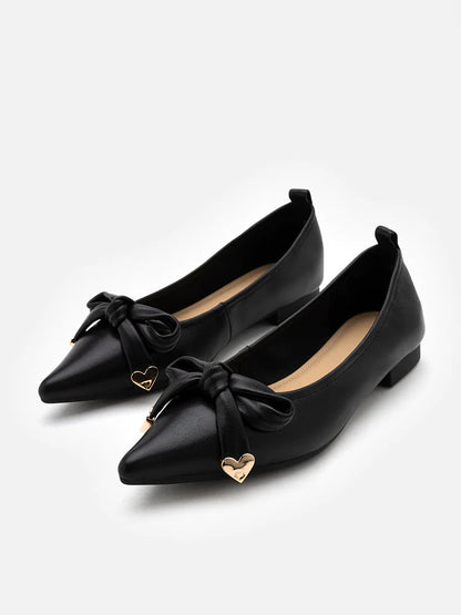 PAZZION, Lindsay Point-Toe Bow Flats, Black