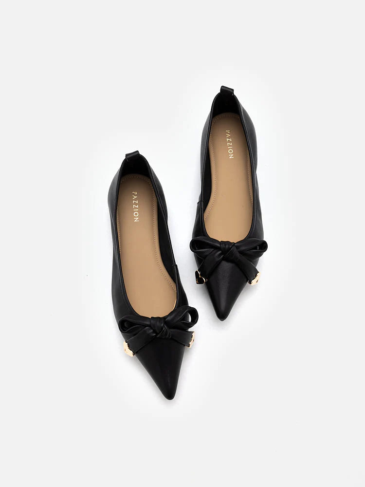 PAZZION, Lindsay Point-Toe Bow Flats, Black