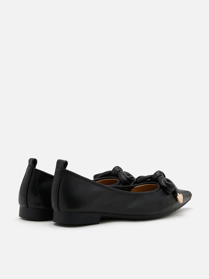 PAZZION, Lindsay Point-Toe Bow Flats, Black