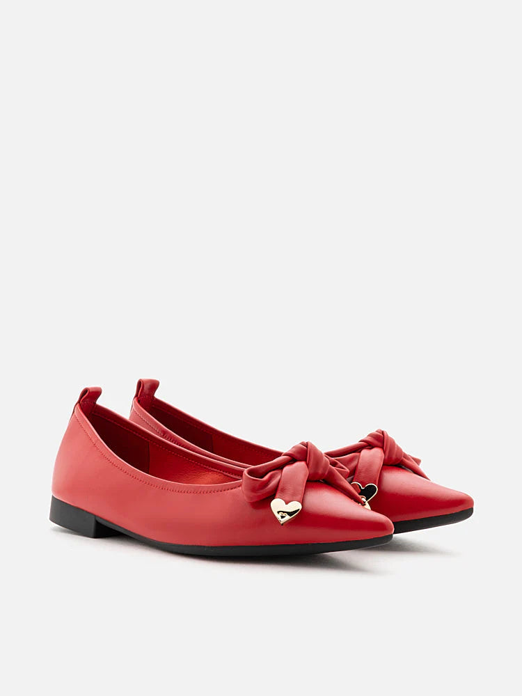 PAZZION, Lindsay Point-Toe Bow Flats, Red