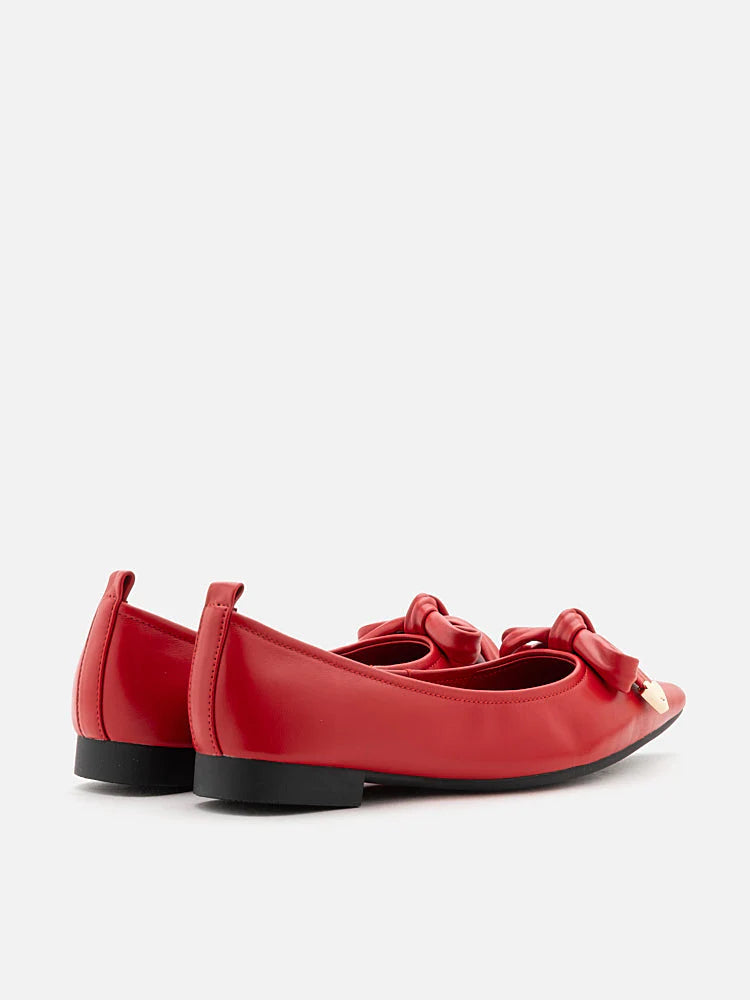 PAZZION, Lindsay Point-Toe Bow Flats, Red