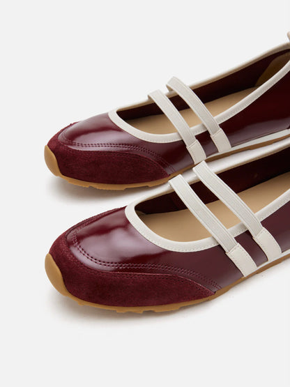 PAZZION, Liravelle Double-Strap Suede Mary Janes, Wine