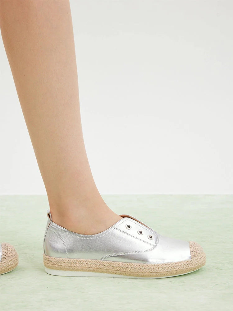 PAZZION, Liz Unlaced Slip-On Espadrilles, Silver