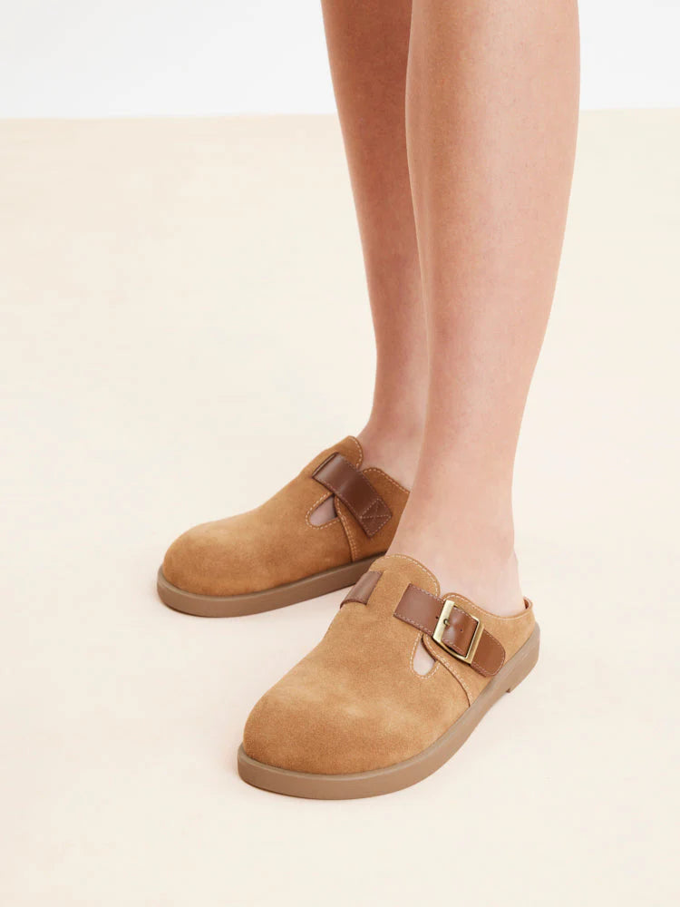 PAZZION, Lorelei Suede Mules, Camel