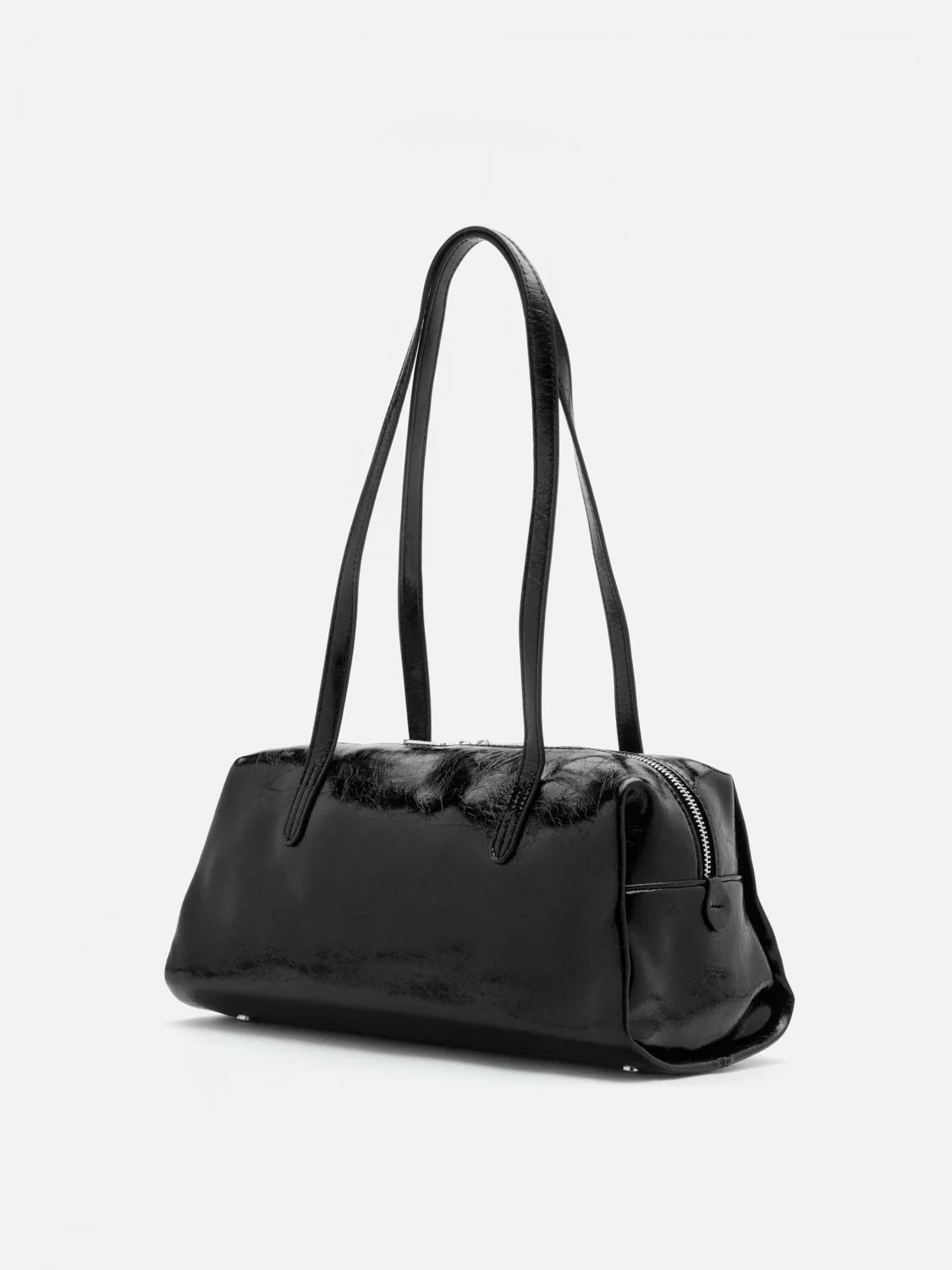 PAZZION, Louella Crinkled Elongated Handle Bag, Black