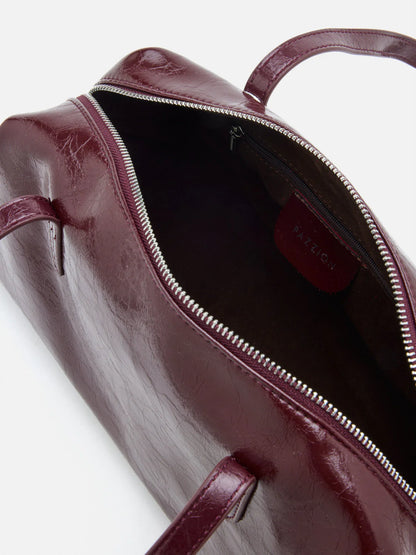 PAZZION, Louella Crinkled Elongated Handle Bag, Wine