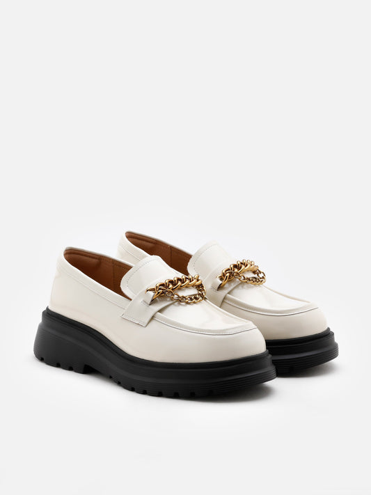 PAZZION, Lucia Platform Loafers, Beige