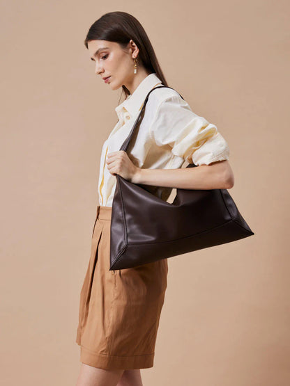 PAZZION, Lucia Slouchy Shoulder Bag, Brown