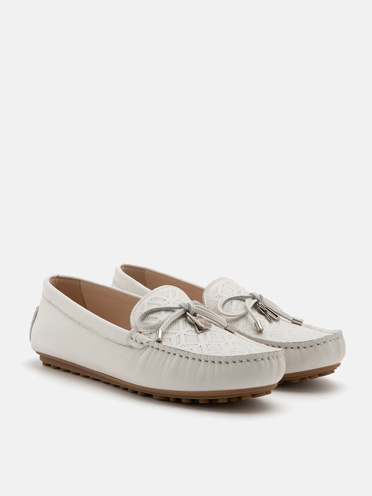 PAZZION, Lucian Heart Locked Textured Moccasins, Beige