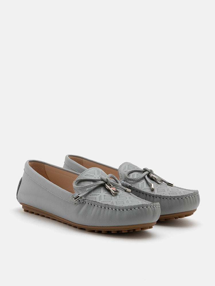 PAZZION, Lucian Heart Locked Textured Moccasins, Grey