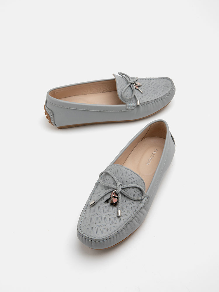 PAZZION, Lucian Heart Locked Textured Moccasins, Grey