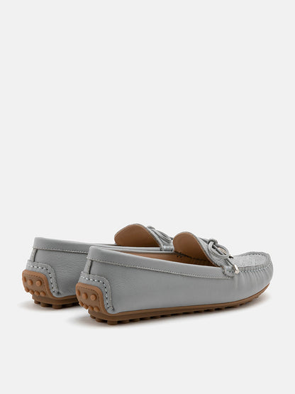 PAZZION, Lucian Heart Locked Textured Moccasins, Grey