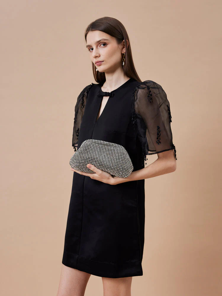 PAZZION, Lumina Diamante Embellished Clutch, Silver