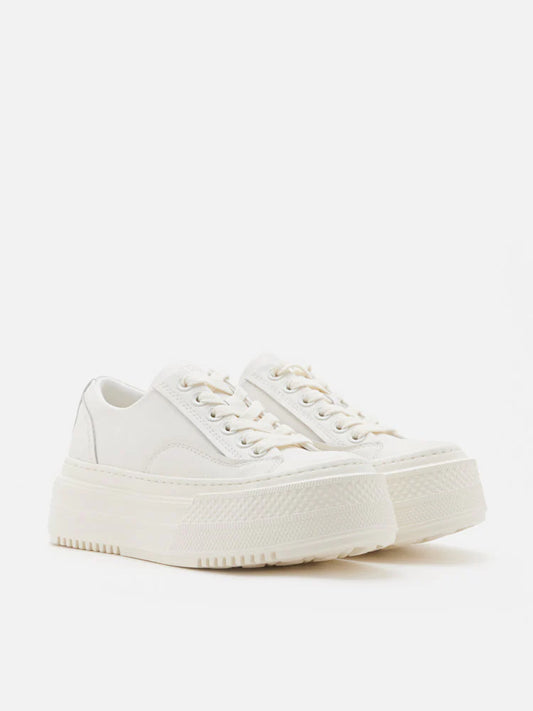 PAZZION, Lyra Platform Leather Sneakers, White