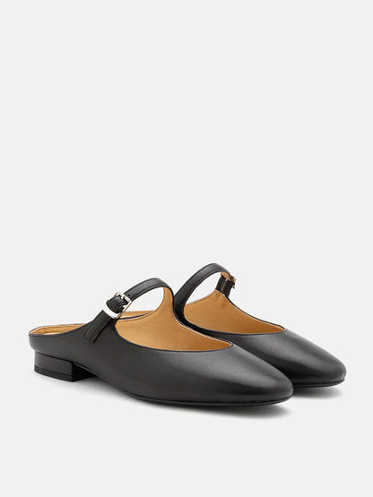 PAZZION, Maia Strapped Mules, Black