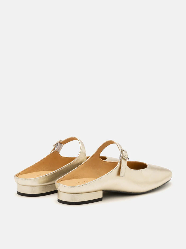 PAZZION, Maia Strapped Mules, Gold