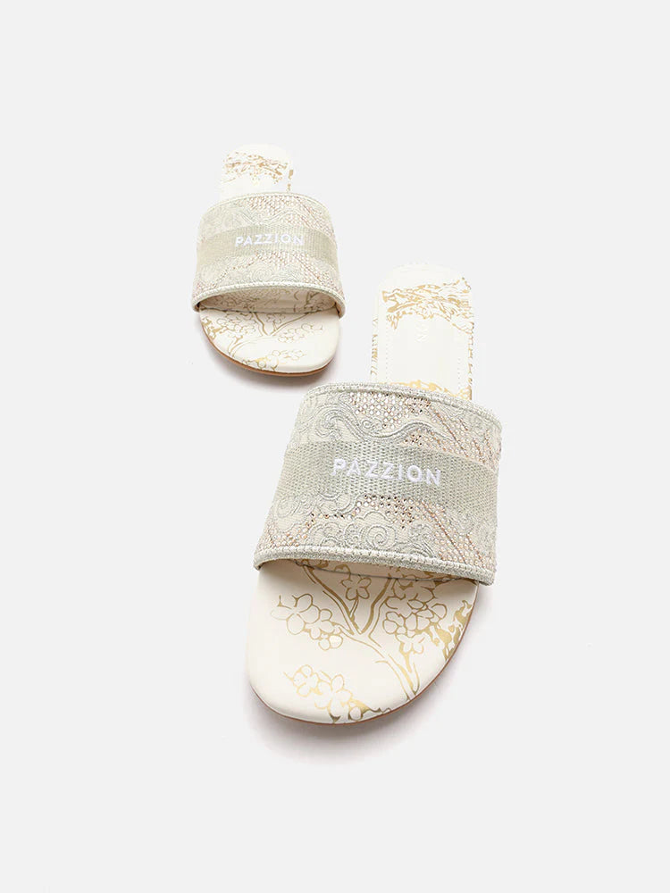 PAZZION, Majestic Meera Heeled Slides, Gold