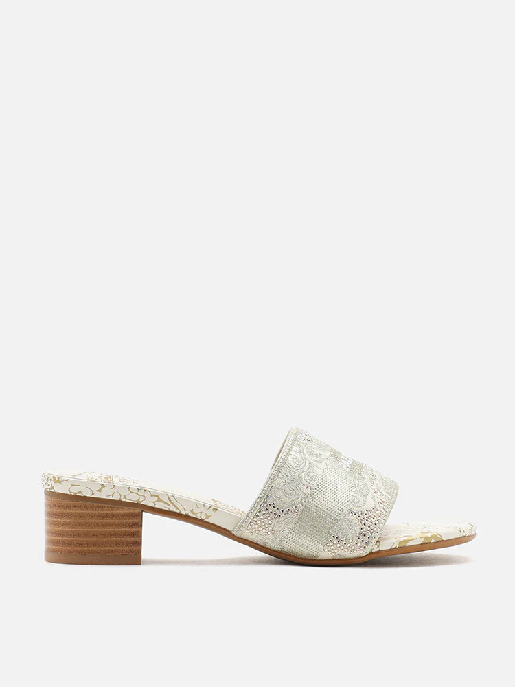 PAZZION, Majestic Meera Heeled Slides, Gold