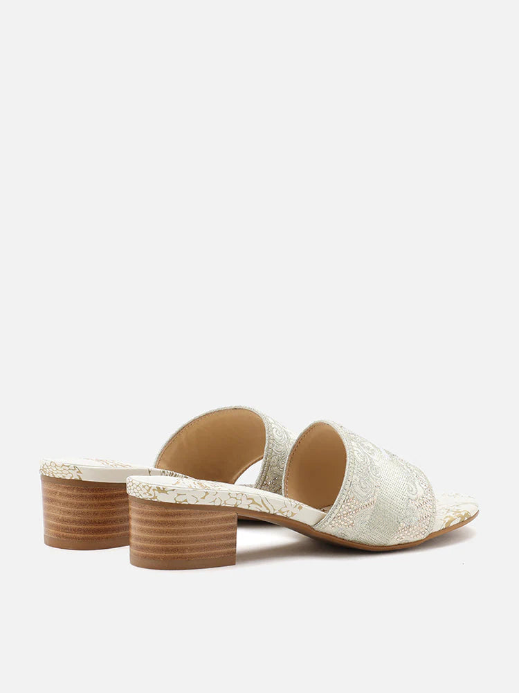 PAZZION, Majestic Meera Heeled Slides, Gold