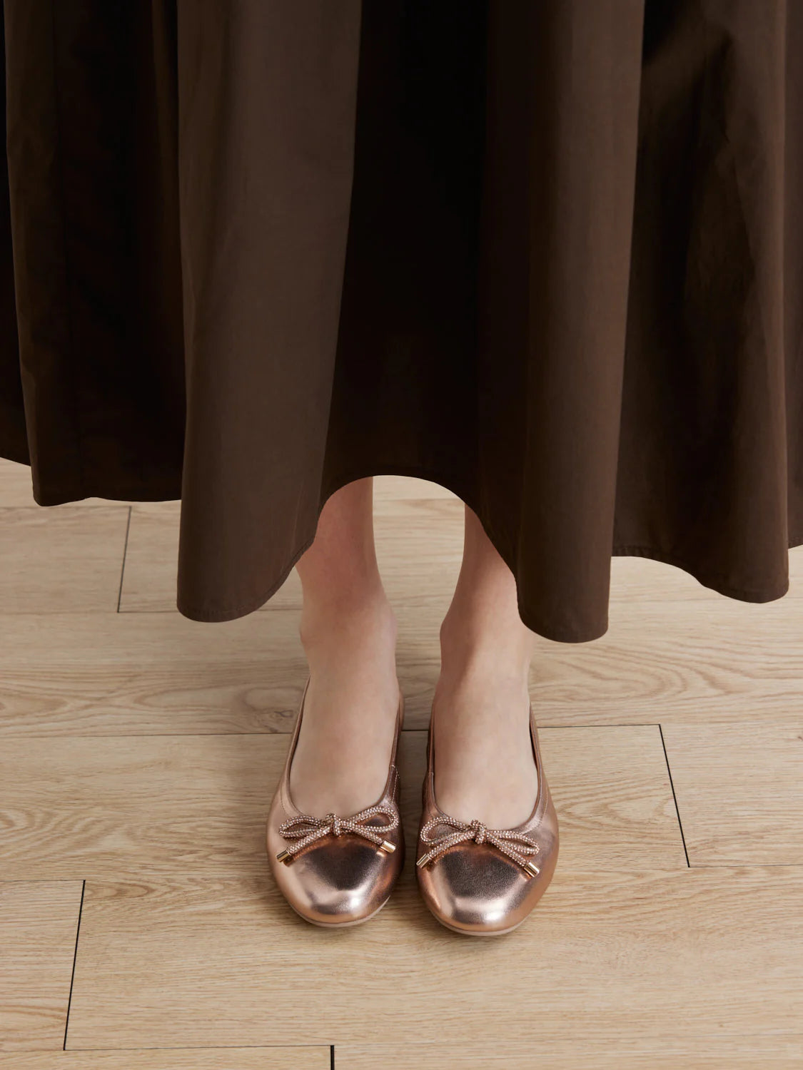 PAZZION, Mara Crystal Bow Ballerinas, Champagne