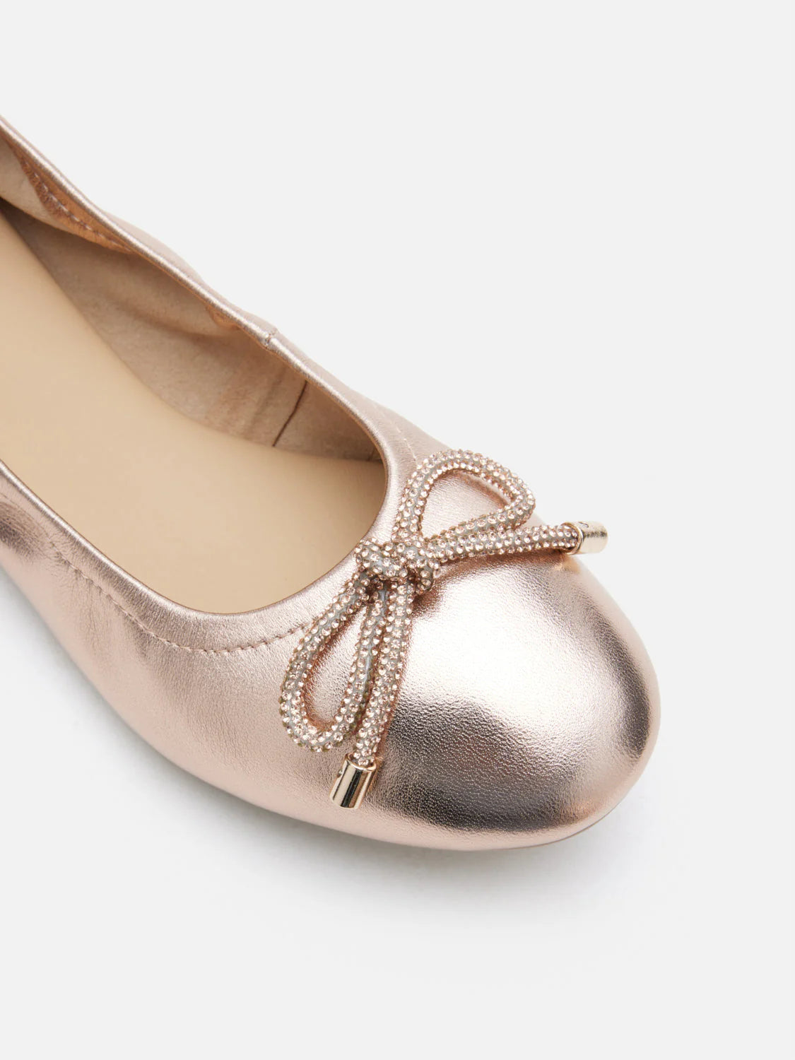 PAZZION, Mara Crystal Bow Ballerinas, Champagne