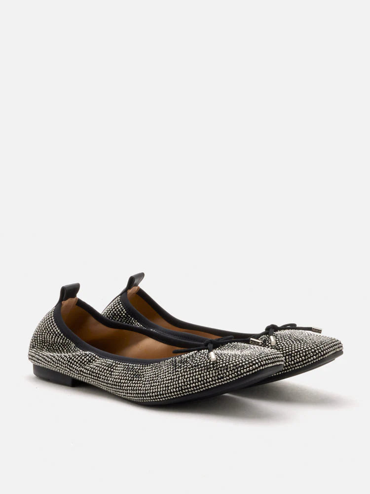 PAZZION, Marcelina Crystal Embellished Bow Flats, Black