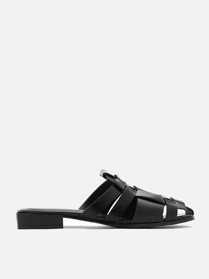 PAZZION, Mardea Woven Flat Mules, Black