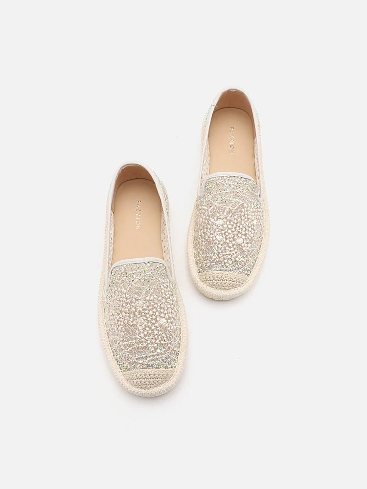 PAZZION, Marissa Crystal Embellished Espadrilles, Beige