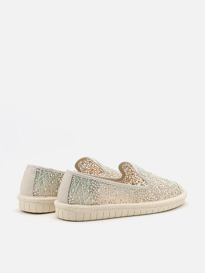 PAZZION, Marissa Crystal Embellished Espadrilles, Beige