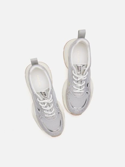 PAZZION, Marivelle Crystal Embellished Mesh Sneakers, Silver